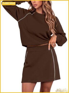 Two Piece Skirt Set for Women Athletic Workout Lounge Matching Outfit with